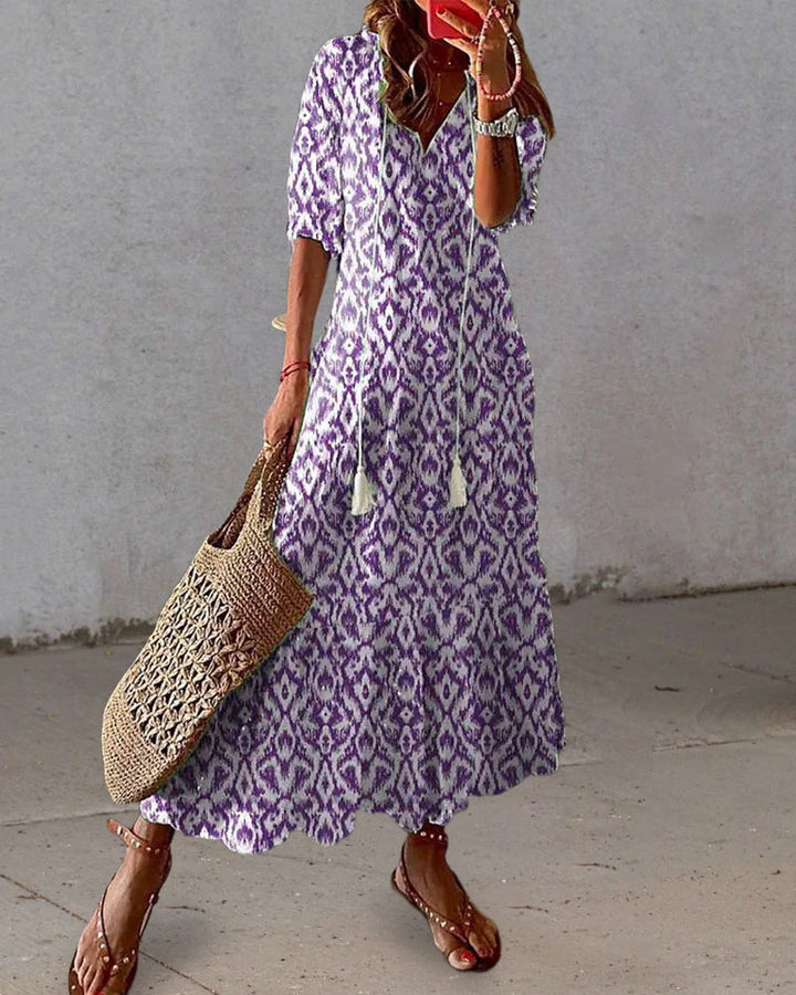 Suzanne | Women's Boho Vintage V-Neck Maxi Summer Dress