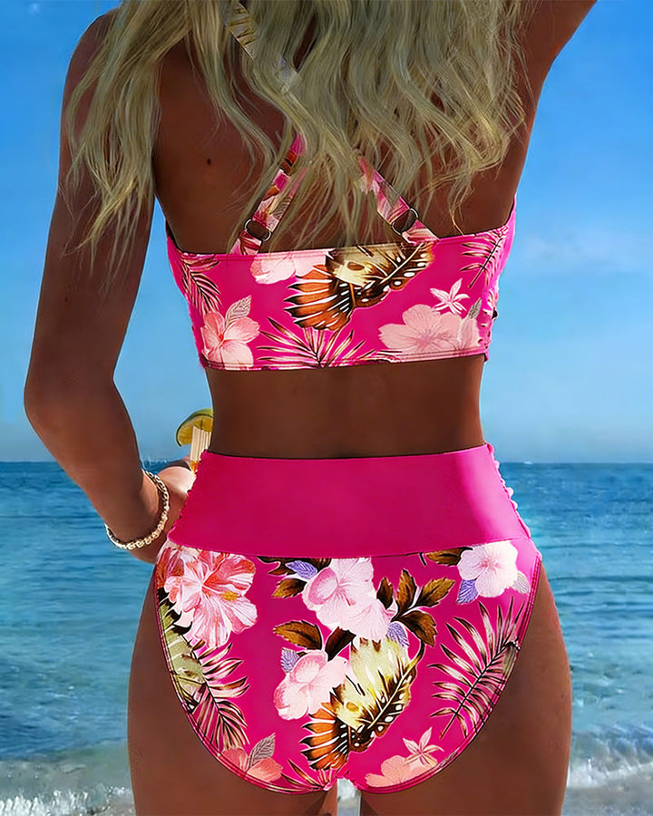 Betty | Floral Contrast Split Bikini