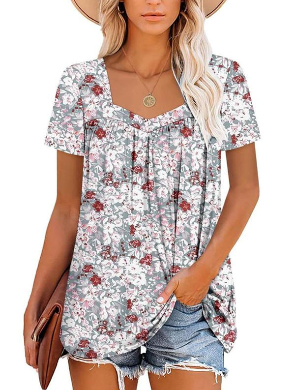 JANET | Women's Printed Short-Sleeve Top — Relaxed Fit