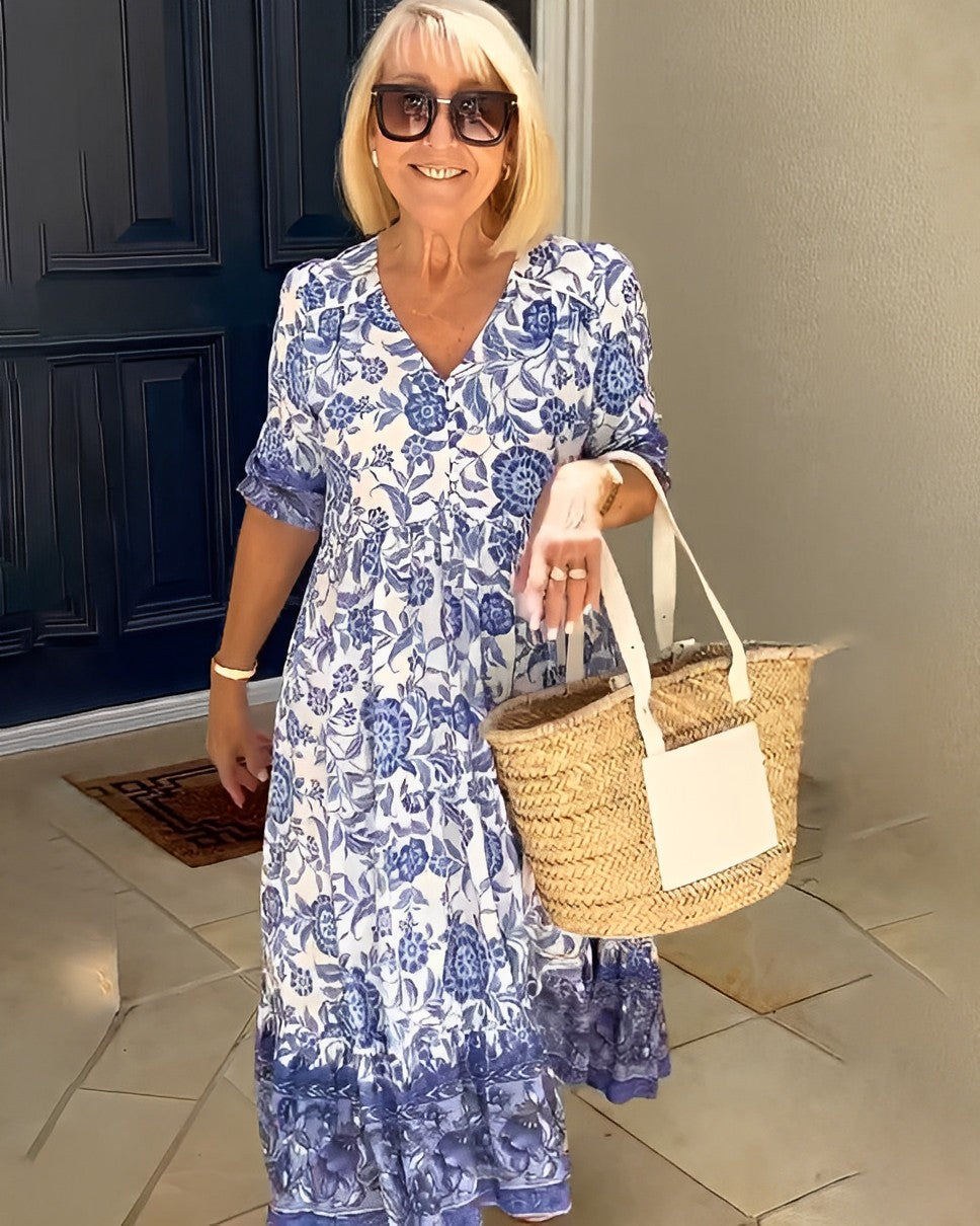 Keisha | Women's Floral Maxi Dress — V-Neck Style