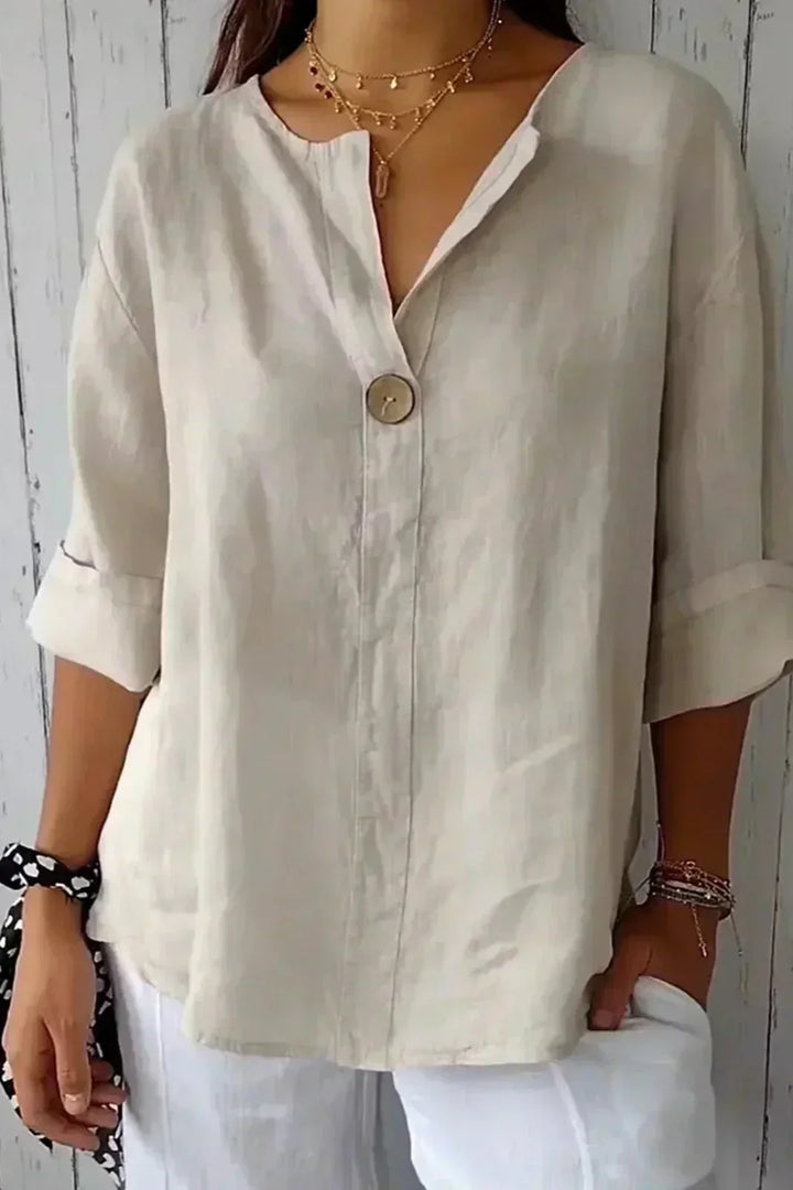 Zamma | Women's Relaxed V-Neck Blouse — Casual Chic