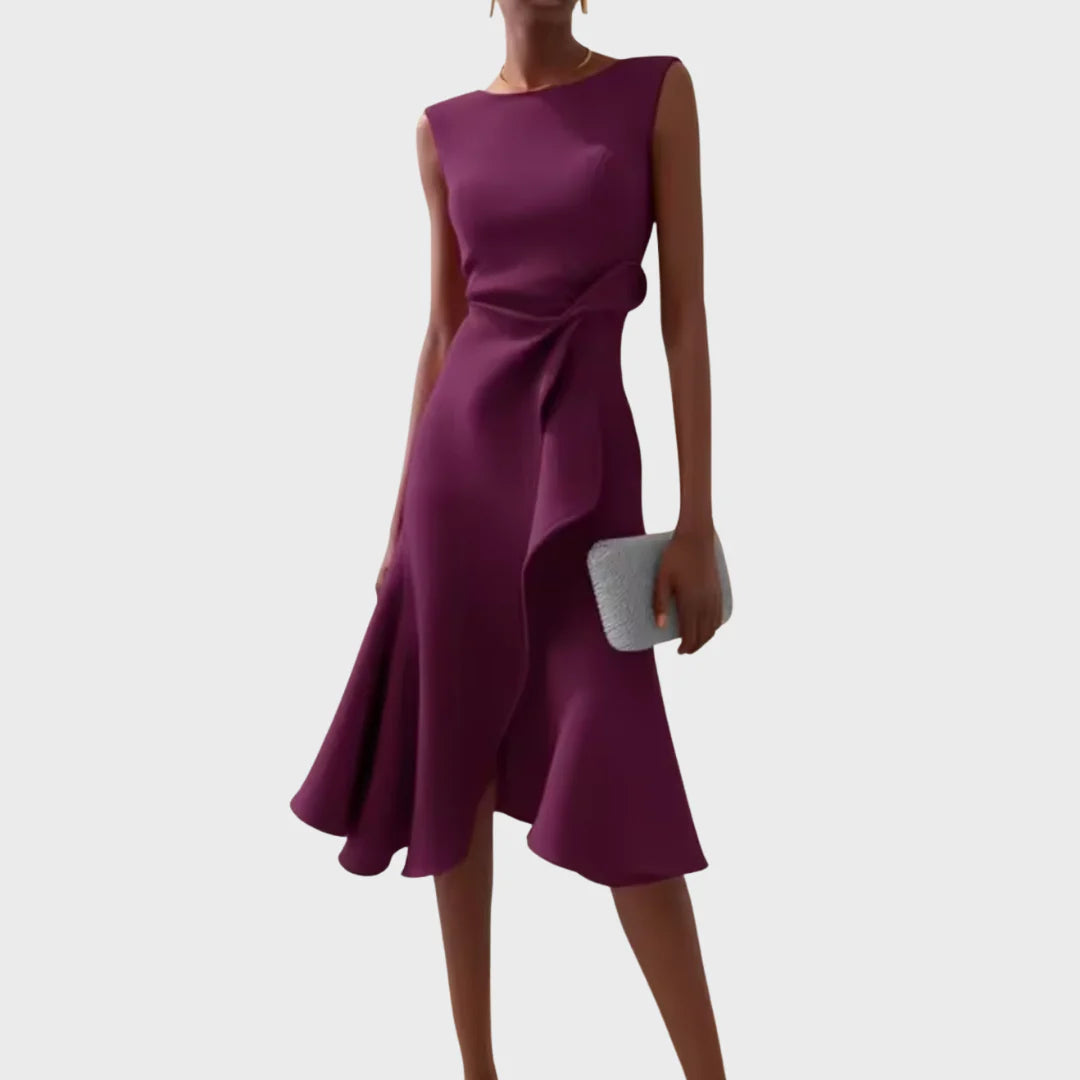 Nana | Draped Asymmetric Midi Dress