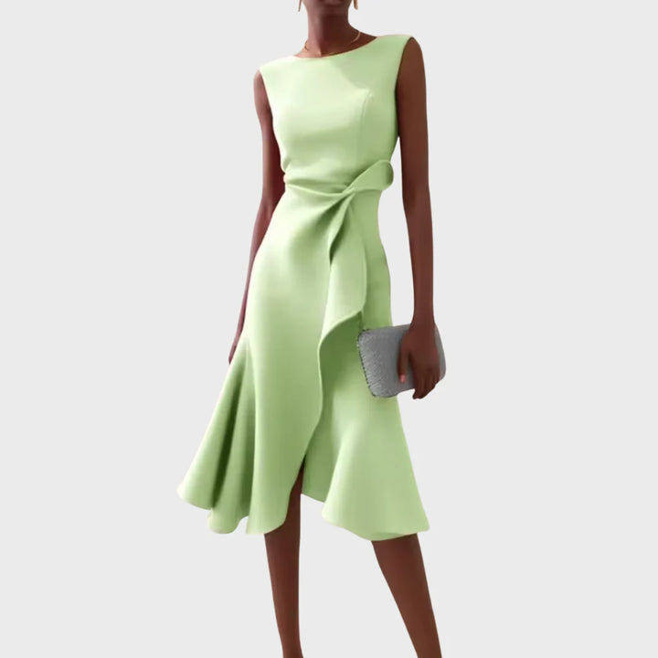 Nana | Draped Asymmetric Midi Dress