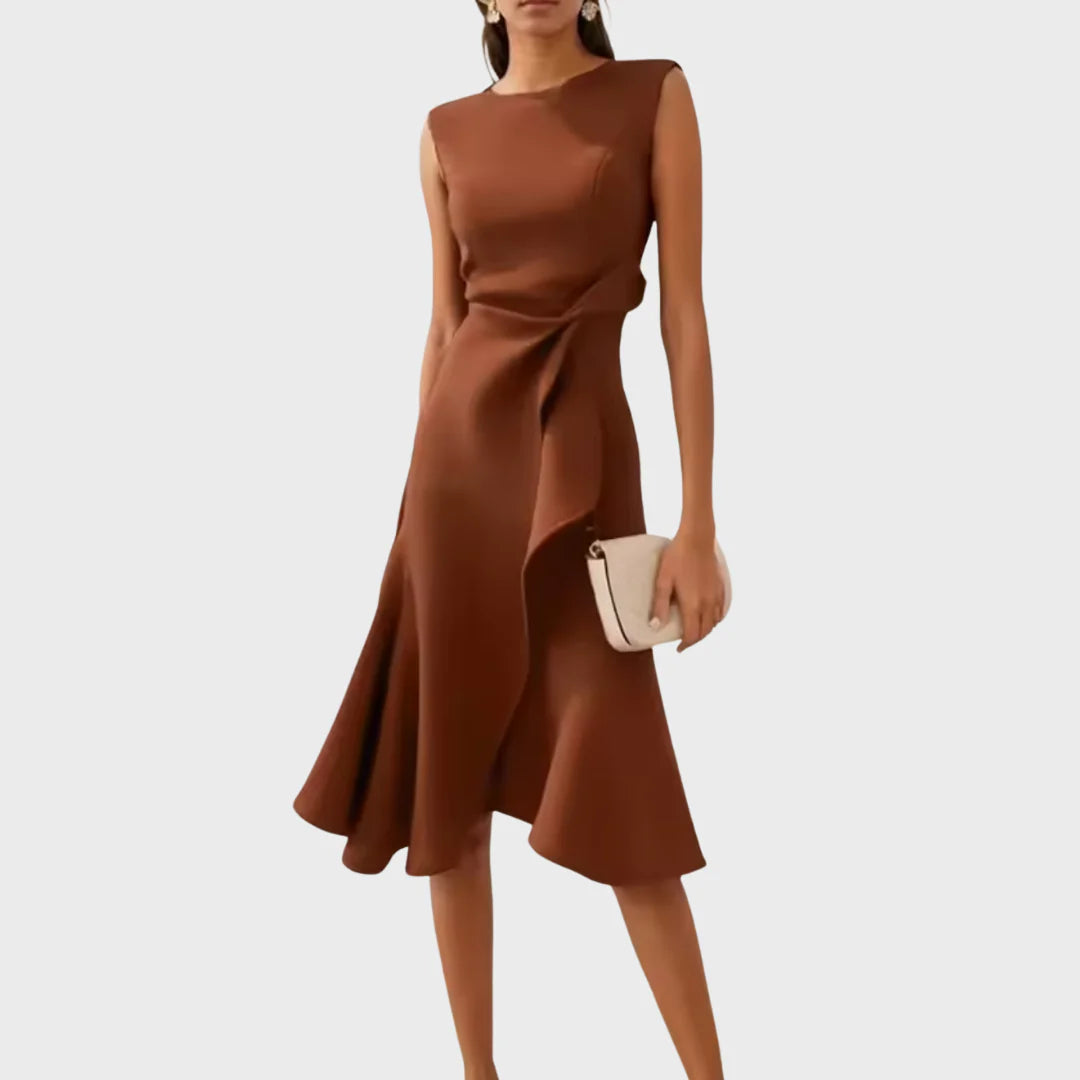 Nana | Draped Asymmetric Midi Dress
