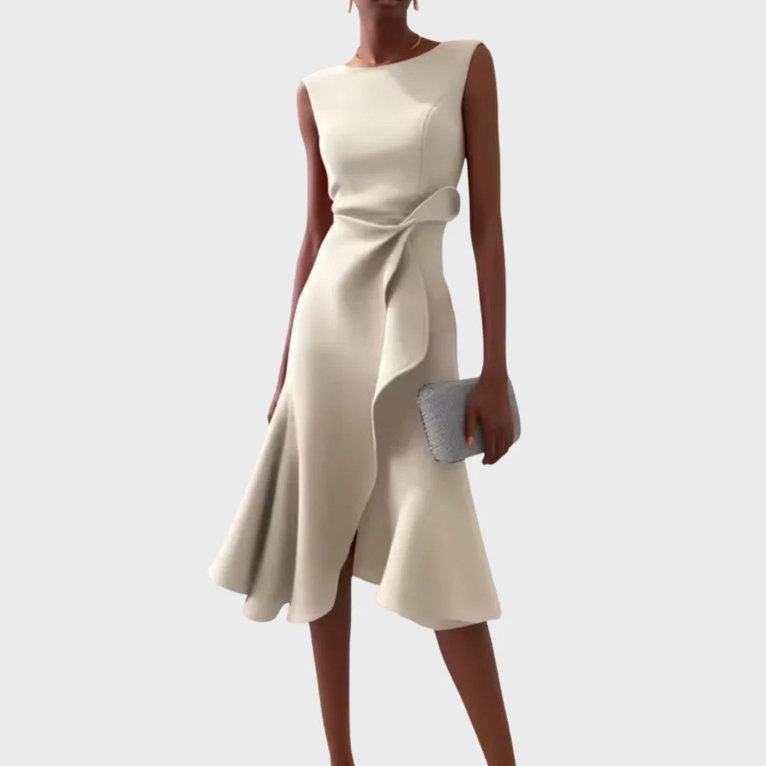 Nana | Draped Asymmetric Midi Dress