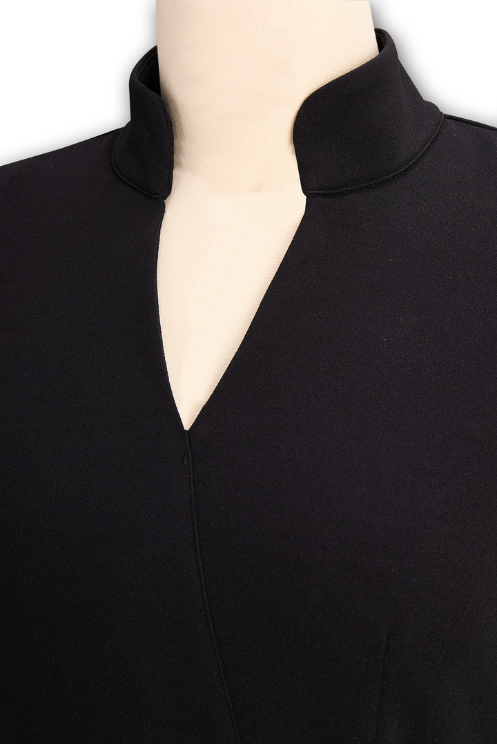 Catherine | Women's Belted Midi Dress — Elegant Black Silhouette