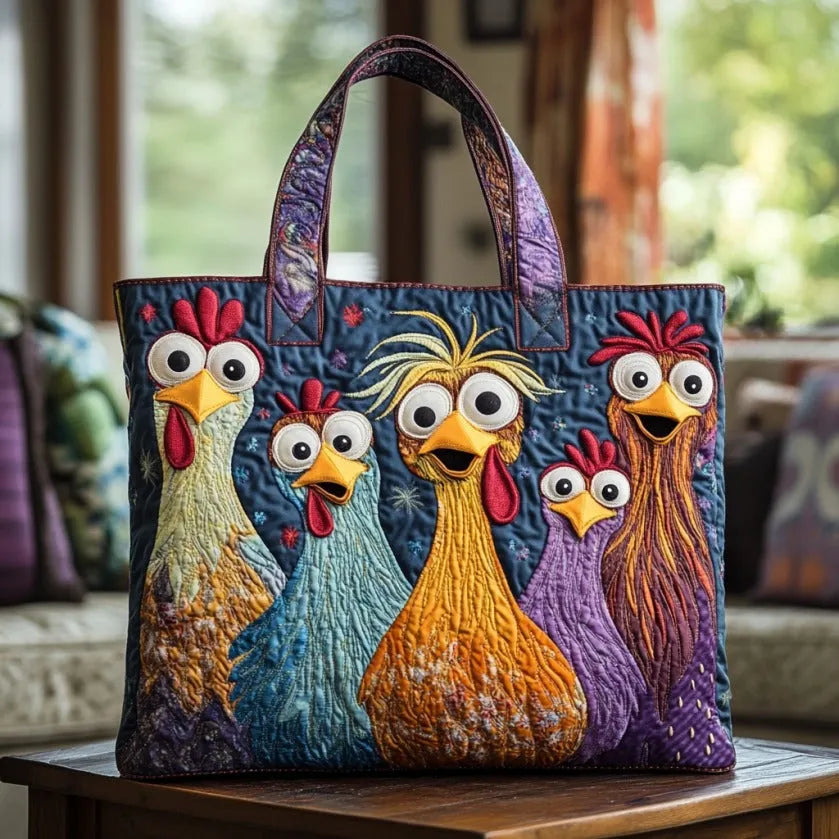 Handcrafted Five Colorful Hens Bag