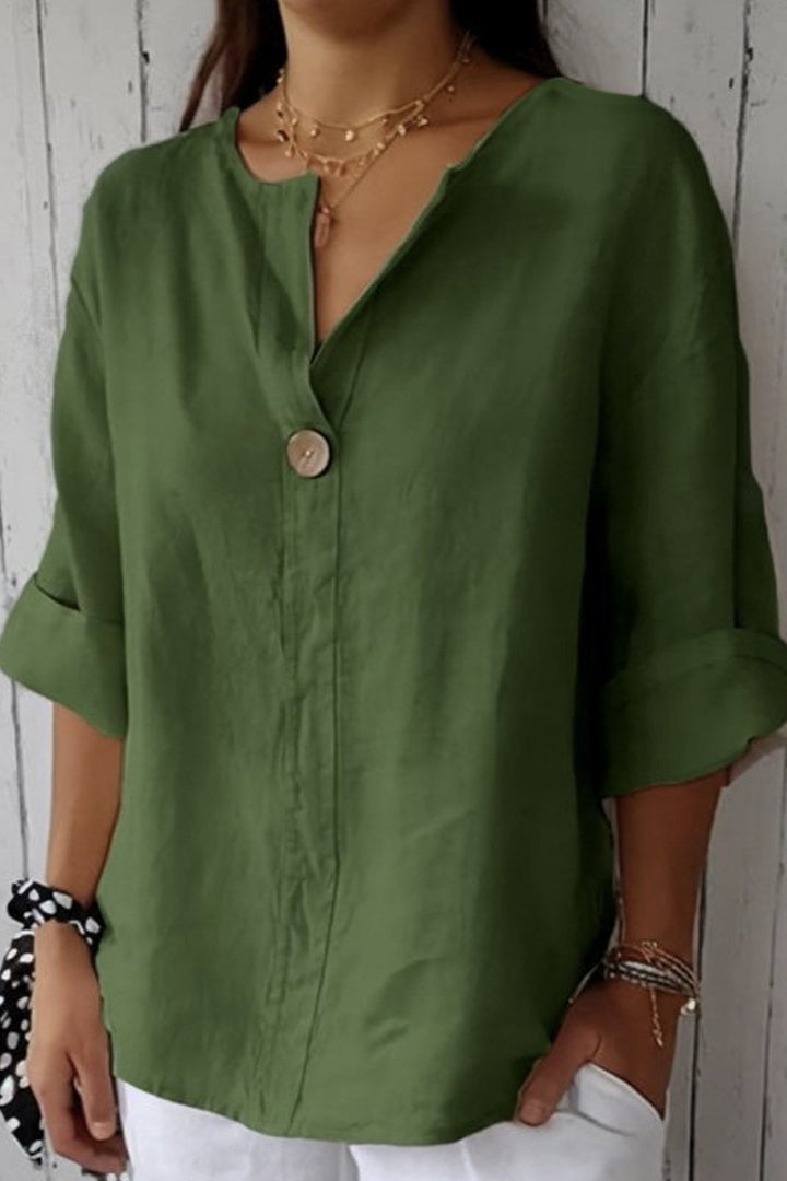 Zamma | Women's Relaxed V-Neck Blouse — Casual Chic