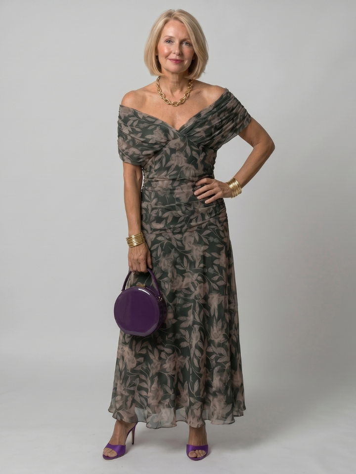 Calen | Women's Off-Shoulder Midi Dress — Flowy Fit