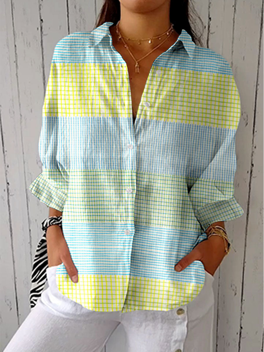 Heidi | Pastel Grid Blouse