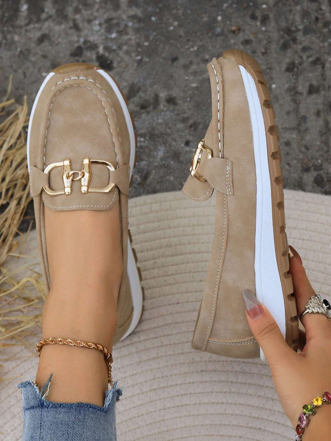Ellie - Women's Flat Buckle Loafers for Everyday Wear