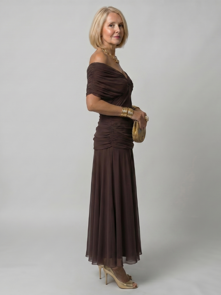 Calen | Women's Off-Shoulder Midi Dress — Flowy Fit