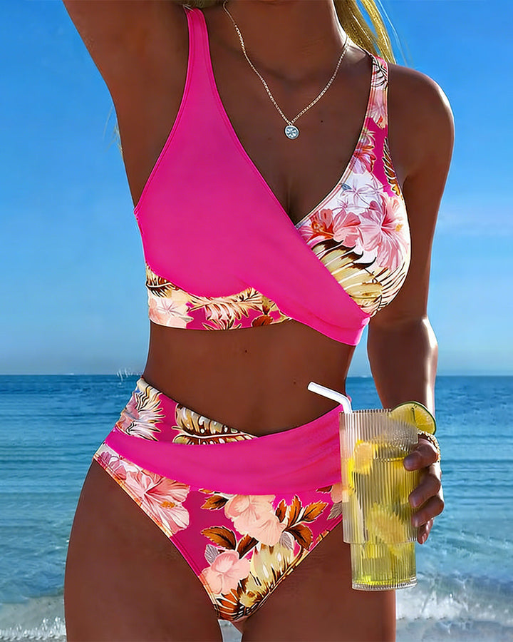 Betty | Floral Contrast Split Bikini