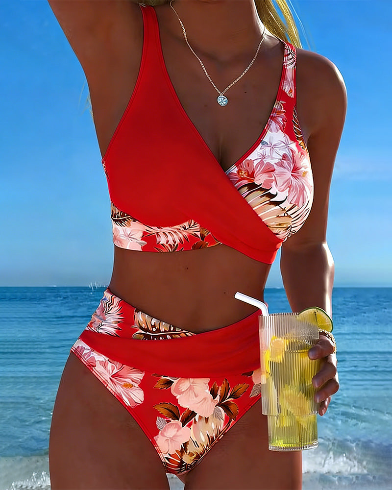 Betty | Floral Contrast Split Bikini