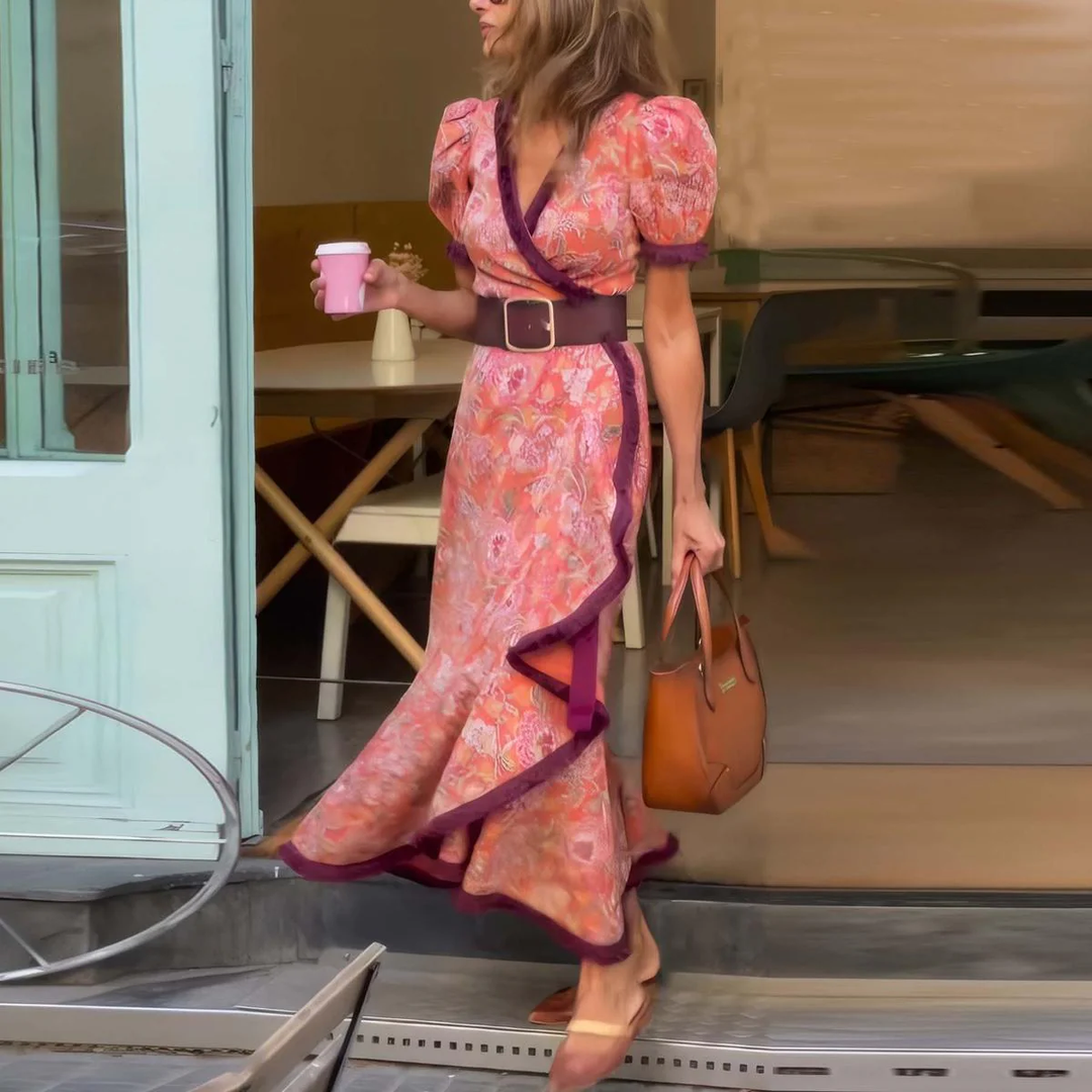 Francesca | Women's Elegant Pink Maxi Dress — Romantic Fit