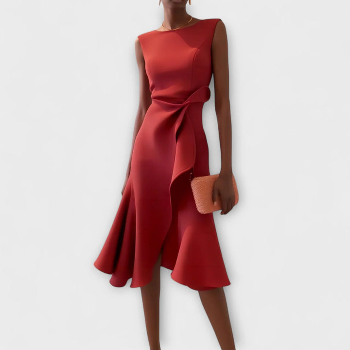 Nana | Draped Asymmetric Midi Dress