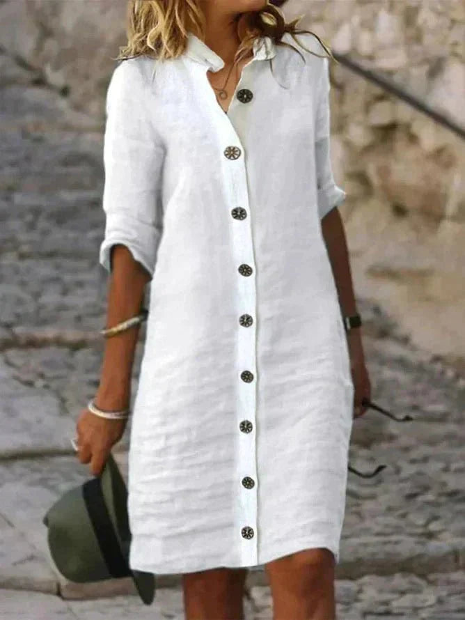 Avera | Women's Midi Shirt Dress — Relaxed A-Line Fit