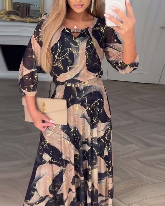Camille | Women's Printed Maxi Dress — Elegant A-Line