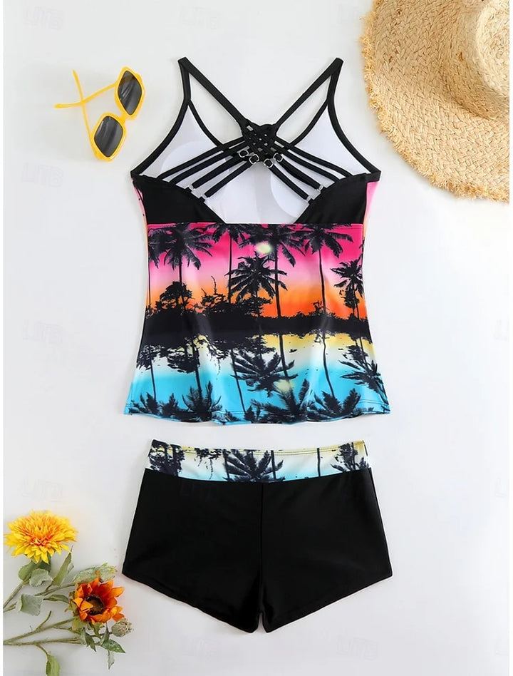 Havana™ | Tropical Print Tankini with Swim Shorts