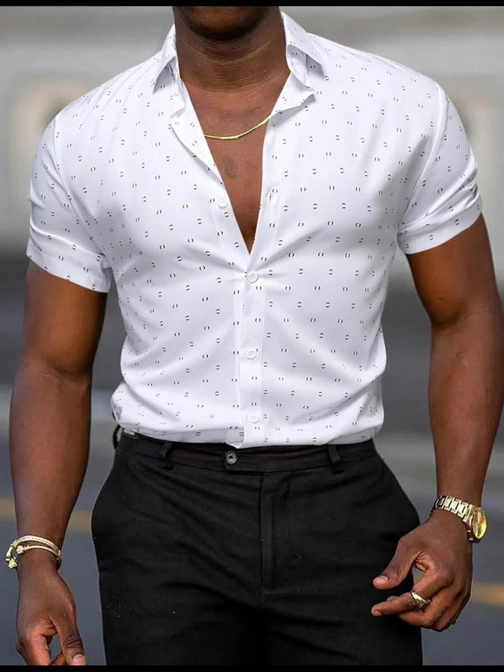 Aaron | Men's Printed Short Sleeve Shirt — Tailored Fit