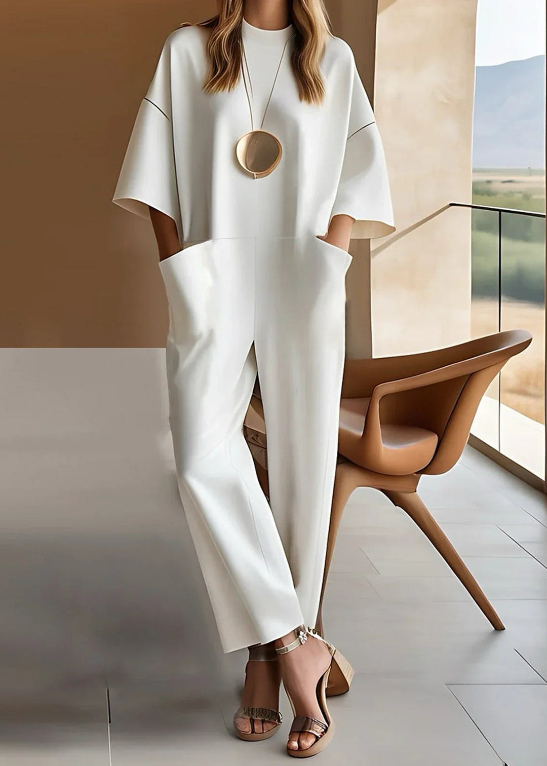 Emmy™ | Women's Elegant Short-Sleeve Jumpsuit — Relaxed Fit