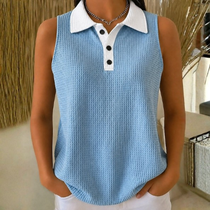 Sarah | Women’s Waffle Polo Blouse