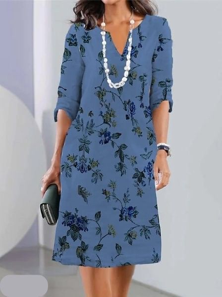 Eleanor | Women's Floral Layered Tunic Dress — Relaxed Fit