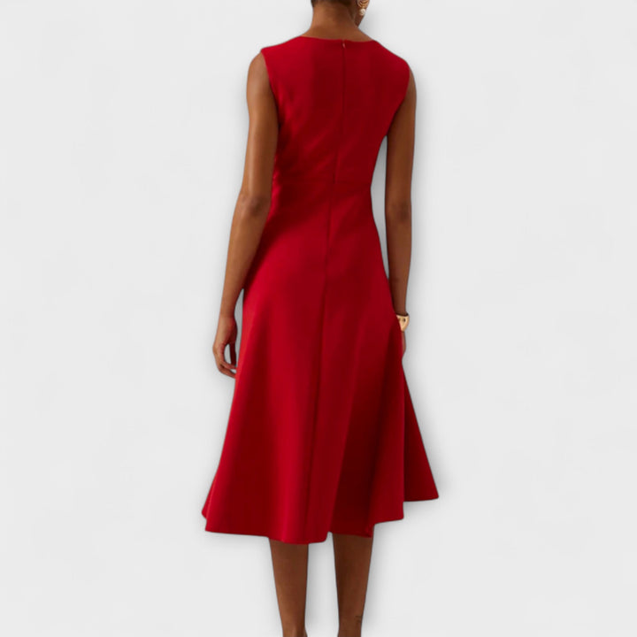 Eliana | Draped Asymmetric Midi Dress
