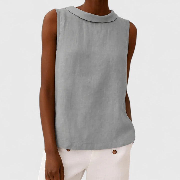 Anastine | Elegant Top with Roll Collar