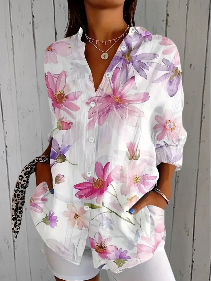 Scarlett | Vibrant Artistic Button-Up Blouse