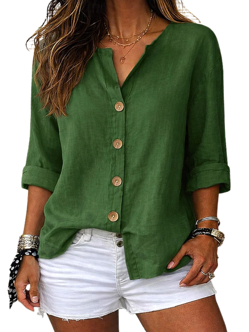 Georgie™ | Relaxed V-Neck Linen Women's Shirt
