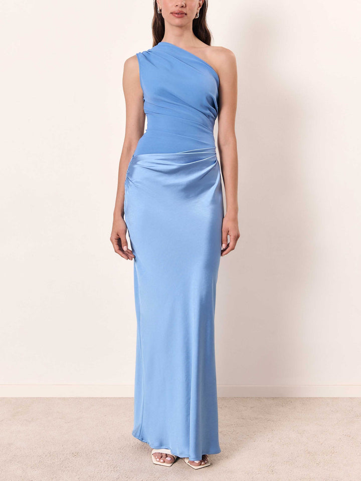 Nora | Elegant One-Shoulder Pleated Party Maxi Dress