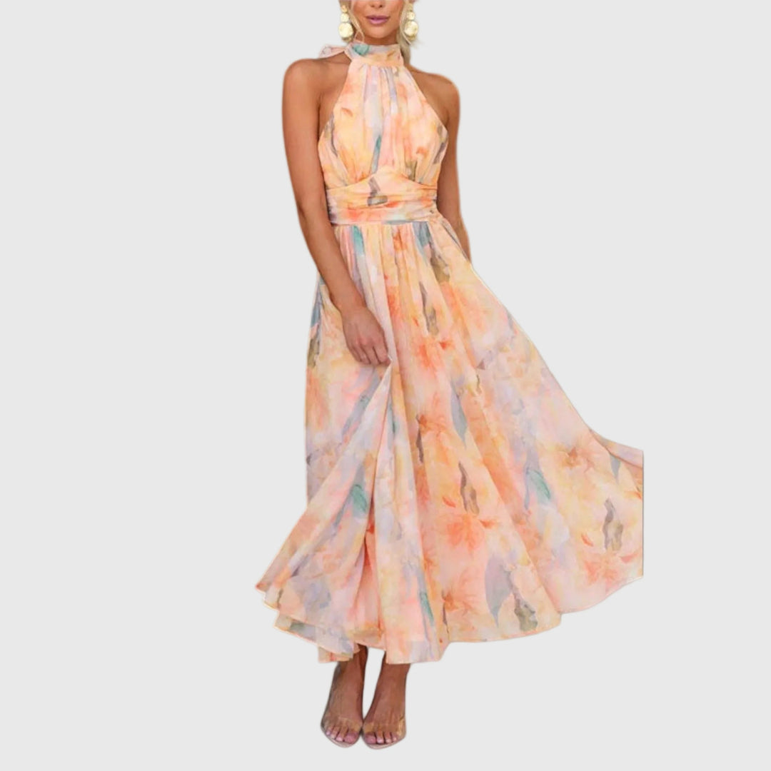 Ariellea | Women's Elegant Halter Maxi Dress — Flowy Fit