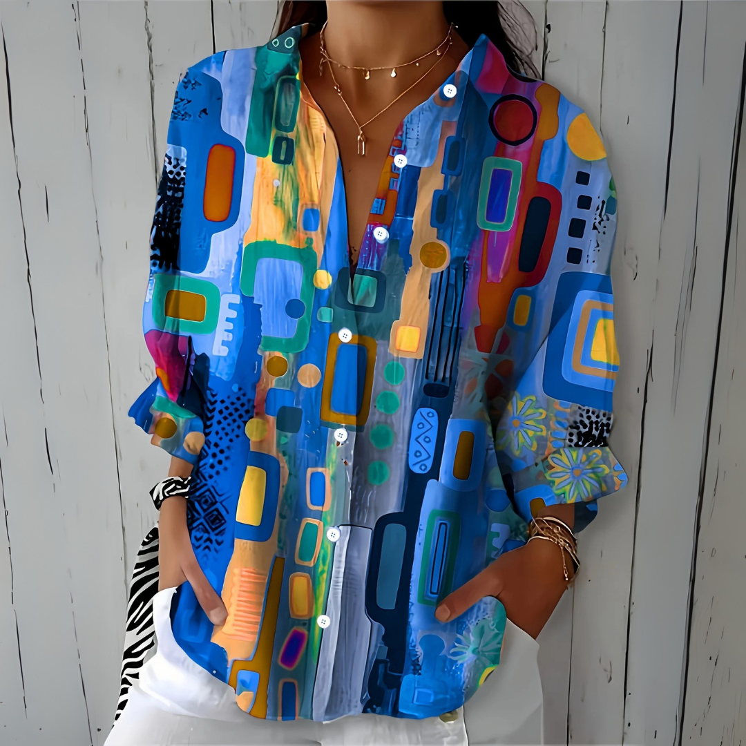Bailey | Vibrant Artistic Button-Up Blouse