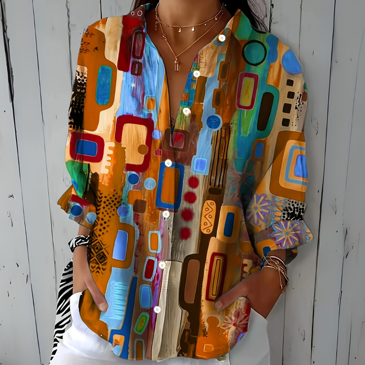 Bailey | Vibrant Artistic Button-Up Blouse
