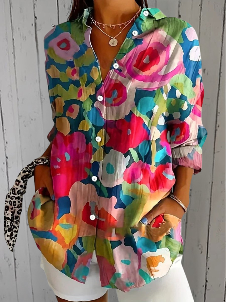 Scarlett | Vibrant Artistic Button-Up Blouse
