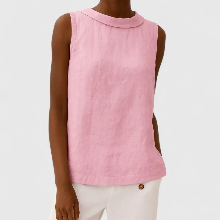 Anastine | Elegant Top with Roll Collar