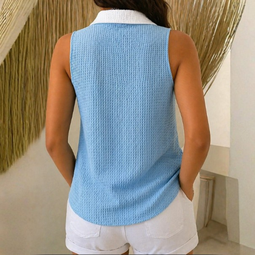Sarah | Women’s Waffle Polo Blouse