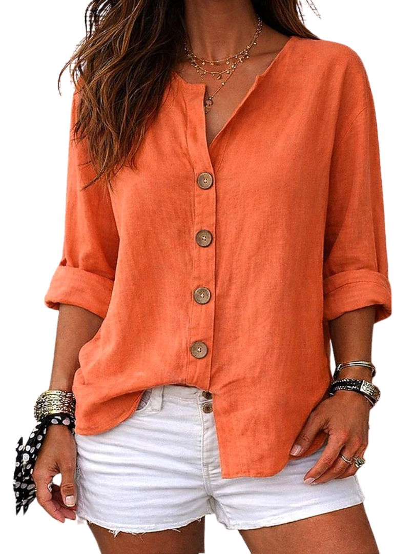 Aurelia | Relaxed V-Neck Linen Women's Shirt