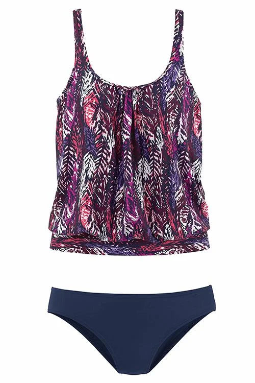 Penny™ | Feather Print Tummy Coverage Tankini