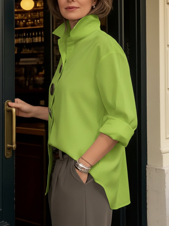 Rosaline - Women's Statement Stand Collar Blouse | Relaxed Fit