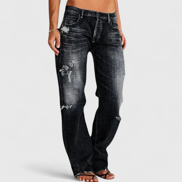 Hailey | Stylish Rugged Wide-Leg Jeans