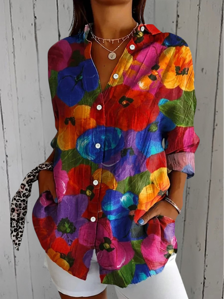 Emma | Vibrant Artistic Button-Up Blouse
