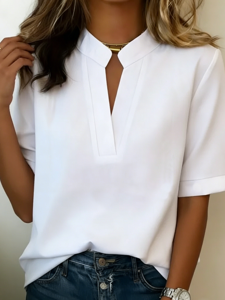 Madelyn | Chic V-Neck Blouse with Golden Detail