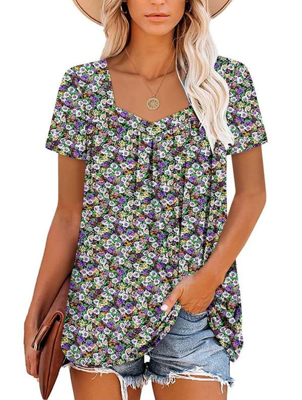 JANET | Women's Printed Short-Sleeve Top — Relaxed Fit