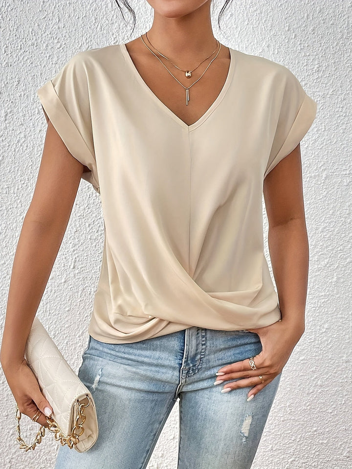 Sandra | Women's Twist-Front V-Neck Top — Flattering Fit