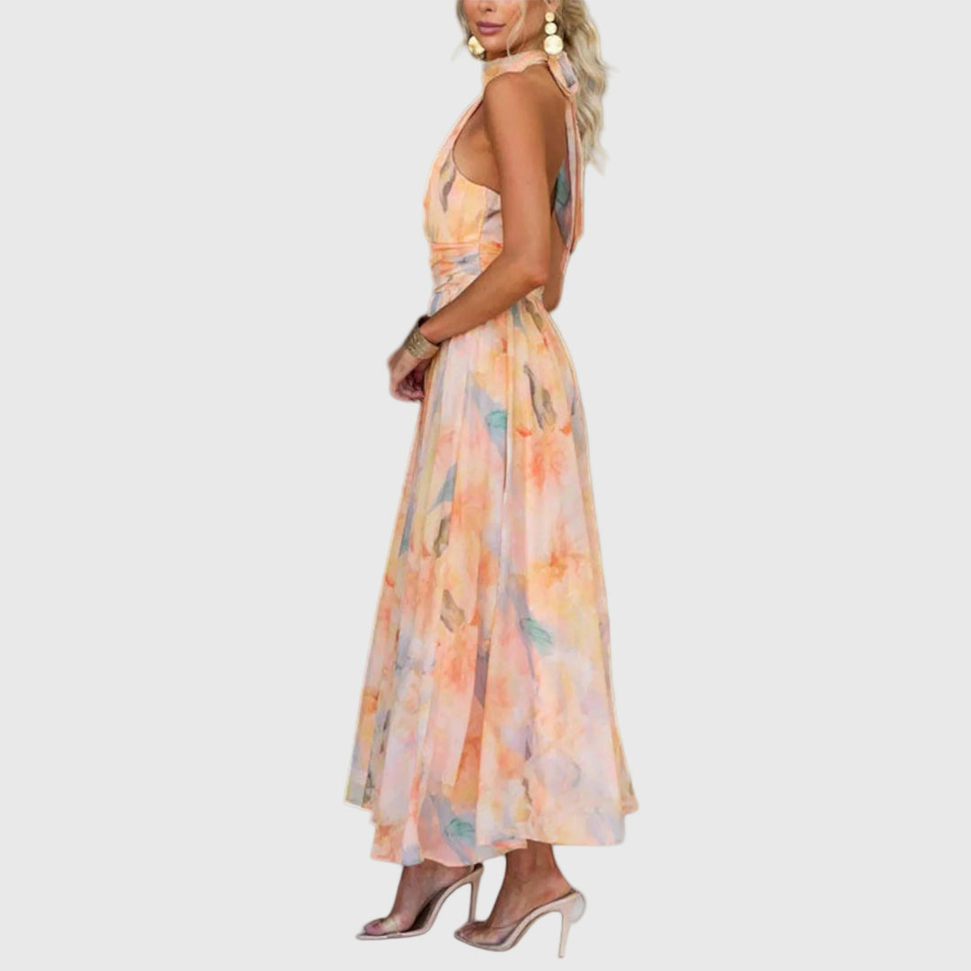 Ariellea | Women's Elegant Halter Maxi Dress — Flowy Fit