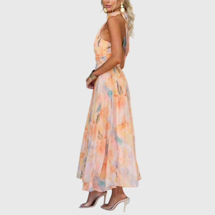 Ariellea | Women's Elegant Halter Maxi Dress — Flowy Fit