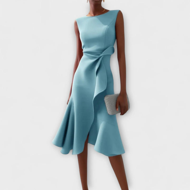 Nana | Draped Asymmetric Midi Dress