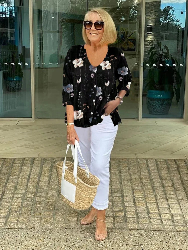 Sophie | Women's Elegant Floral Blouse — Relaxed Fit